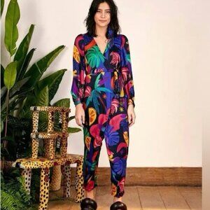 Farm Rio Mystic Jungle Belted Jumpsuit Sz S